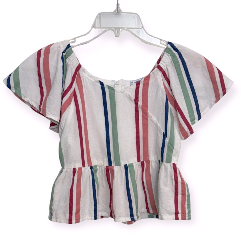Mayoral Girls Striped Blouse - Red, Green, Blue, Pink Size 10